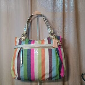 Coach Poppy Legacy Stripe Tote